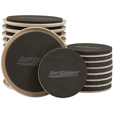 Imagem de Super Sliders Deslizantes de móveis de feltro reutilizáveis médios e grandes, kit tudo em um para superfícies duras e carpete, bege (pacote com 20)