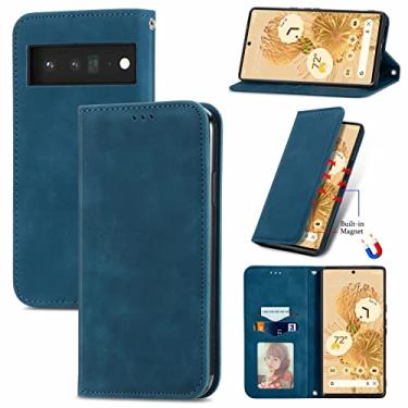 Imagem de YUNCHAO Caixa de telefone Para o Google Pixel 6 Skin Retro Feel Business Magnetic Horizontal Flip Leather Case com titular e slots de cartão e carteira e moldura fotográfica capa para celular