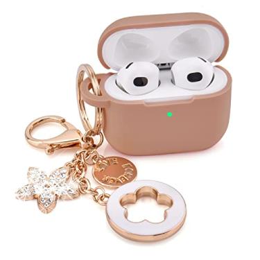 Imagem de VISOOM Capa para Airpods 3 Pink Airpods 3rd Cases 2021 Silicone para iPod 3 Earbuds Capa feminina de carregamento sem fio com acessórios Chaveiro feminino Bling para Apple Ear Buds 3ª geração