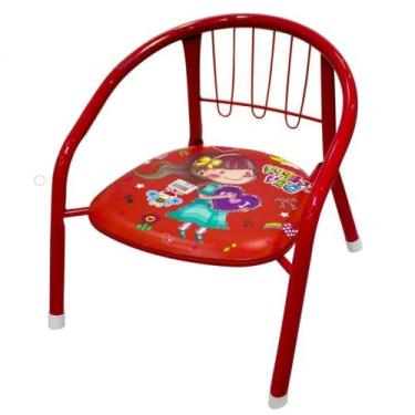 Imagem de Cadeirinha Infantil De Metal Assento Estofado Com Buzina Apito Colorid