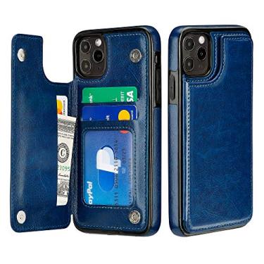 Imagem de S-Tech Capa para Apple iPhone 14 Pro Max (6,7 polegadas) Carteira com Suporte para Cartão Suporte com Slots para Cartão Estojo Duplo Fecho Magnético e Capa Durável à Prova de Choque Promax (Azul)