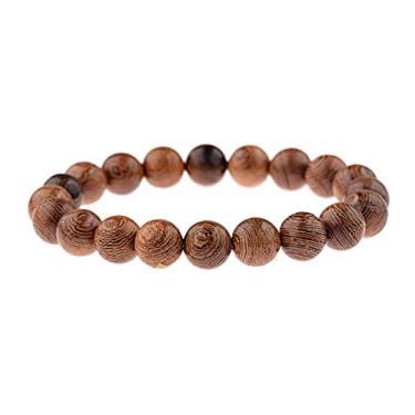 Imagem de Pulseira de ioga de contas de madeira natural de 10 mm masculina elástica budista oração bracelete joia - estilo 5, Cristal