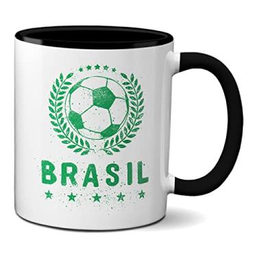 Imagem de Caneca Futebol Brasileiro Jogo Do Brasil Bola De Futebol (Preta)