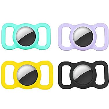 Imagem de Suporte de etiqueta de ar compatível com capa Apple Airtag, pacote com 4, coleira de cachorro Air Tag capa de etiqueta de ar para animais de estimação