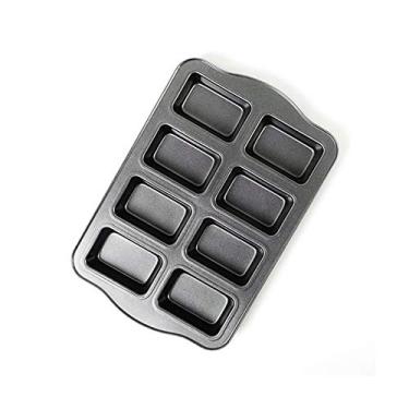 Imagem de Mini forma antiaderente para bolo de pão assadeira de aço carbono assadeira de 8 cavidades (cinza)