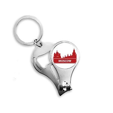 Imagem de Moscou Rússia Ponto Vermelho Padrão Alicate de Unha Anel Chaveiro Abridor de Garrafas Cortador