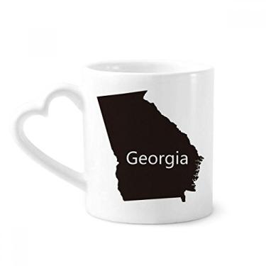 Imagem de Caneca com contorno do mapa dos EUA Georgia America Caneca de café cerâmica copo de coração de vidro