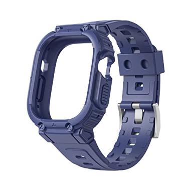 Imagem de KGFCE Para Apple Watch Band Ultra 49mm Capa Protetora TPU Pulseira de Silicone para iWatch Series 8 7SE654 41/45/40/44mm Band (Cor: Azul, Tamanho: 40 mm)