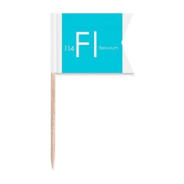 Imagem de Tabela de períodos de elementos de química metais ruins Flerovium Fl bandeiras de palito de dente marcação para bolo de festa comida prato de queijo