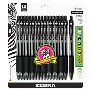 Imagem de Zebra Pen Caneta esferográfica retrátil Z-Grip, ponta média, 1,0 mm, preta, (caixa com 6 pacotes, 108 unidades no total)
