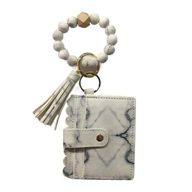 Imagem de Kasituny Bolsa de dinheiro casual feminina pulseira carteira bolsa presente botão de pressão Branco