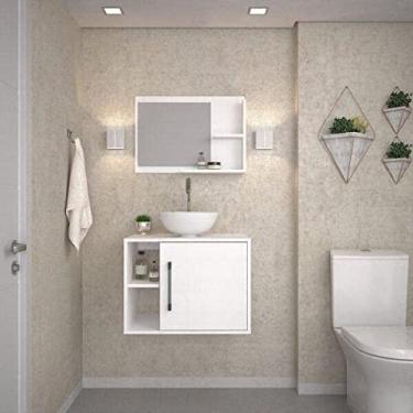 Imagem de Conjunto para Banheiro Gabinete com Cuba Redonda R30 e Espelheira Laura 600 Yescasa Branco Chess