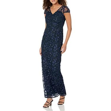 Imagem de Adrianna Papell Vestido feminino bordado metálico, Meia-noite, 42