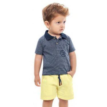 Imagem de Conjunto Infantil Criança Menino Short Moletom+ Camisa Polo - Anjo Da