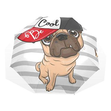 Imagem de U LIFE Cute Dog Puppy Animal Welcome Hello guarda-chuva dobrável compacto e dobrável