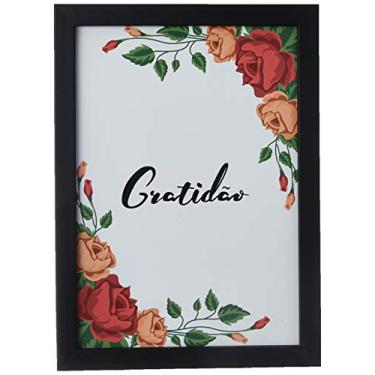 Imagem de Arte Maníacos Arte Maníacos Quadro Decorativo Gratidão Flores Fundo Branco, 65x46cm (Moldura Caixa Laca Preta)