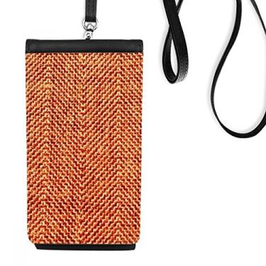 Imagem de Bolsa carteira para celular em tecido marrom linho abstrato bolso preto