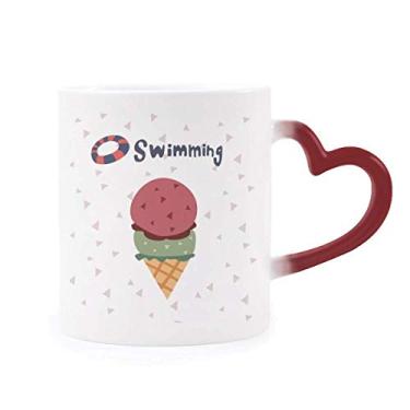 Imagem de Boia de natação de verão, sorvete doce, caneca sensível ao calor, copo de grés que muda de cor vermelha