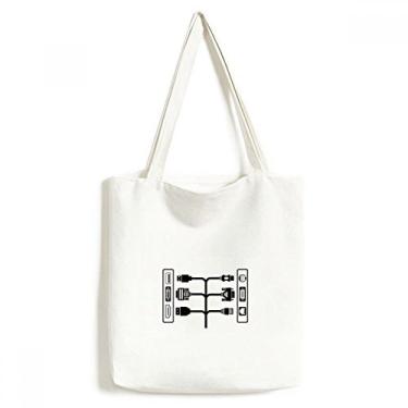 Imagem de Bolsa de lona com padrão de plugue de cabo de carregamento, bolsa de compras casual