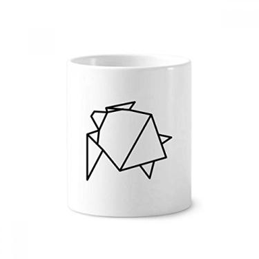 Imagem de Abstrato origami tartaruga formato geométrico suporte caneta escova de dentes caneca, suporte de cerâmica