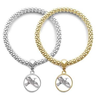 Imagem de DIYthinker Pintura de pássaro voando leal amante feroz bracelete pingente joia corrente presente para casal