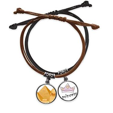 Imagem de DIYthinker Pulseira com estampa de pirâmide do Egito com esfinge, corrente de mão, pulseira de princesa de couro