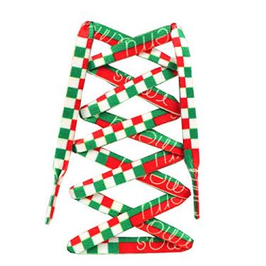 Imagem de Teeoff Cadarços estampados planos, cadarços para tênis, cadarços divertidos de designer, Natal - Xadrez, 47.2"