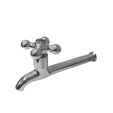 Imagem de Torneira Parede Sem Arejador Longa Pia Tanque Jardim Quintal C33 Metal Cromado