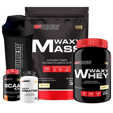 Imagem de Kit Waxy Mass 3kg + Waxy Whey 900g + Power Creatina 100g + BCAA 100g + Coqueteleira - Bodybuilders Sabor Baunilha