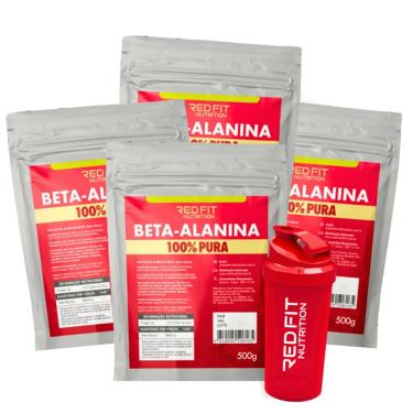 Imagem de Suplemento em Pó Red Fit Nutrition 100% Puro Importado c/ Laudo Red Fit Nutrition Kit Beta-Alanina 500g ( 4 Unidades )