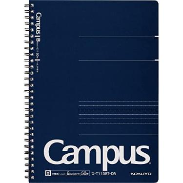 Imagem de KOKUYO Caderno de anel duplo campus, tipo de negócio, pautado Dot B 6 mm, Semi-B5, 50 folhas, 37 linhas, capa azul-marinho, importação do Japão (SU-T113BT-DB)