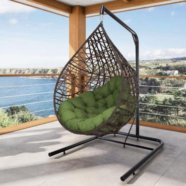 Imagem de Cadeira Balanço Ninho Suspenso Gota Tramado com Suporte e Almofada Impermeável Acesse Móveis