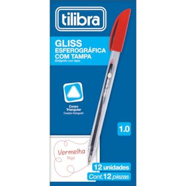 Imagem de Tilibra - Caneta Esferográfica 1 mm, Gliss, Vermelha, 12 Unidades, 315427