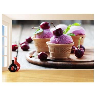Imagem de Papel De Parede 3D Alimentos Sorvetes Cereja 3,5M Al358