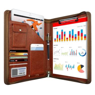 Imagem de Organizador de portfólio WRIYES Leather Planner Binder A4 Brown