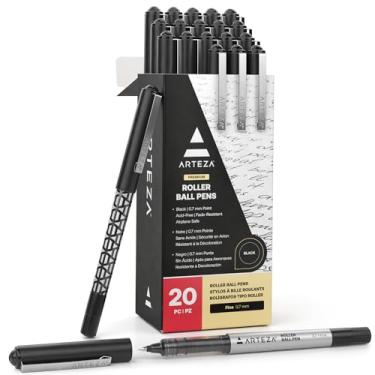 Imagem de ARTEZA Canetas esferográficas, pacote com 20, canetas de tinta líquida preta de 0,7 mm, material de escritório para diário de balas, esferográfica de ponta fina para escrever, fazer anotações e