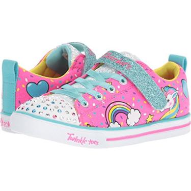 Imagem de Skechers Tênis infantil unissex Twinkle Toes Sparkle Lite-Unicorn Craze, Rosa neon/Multi, 18