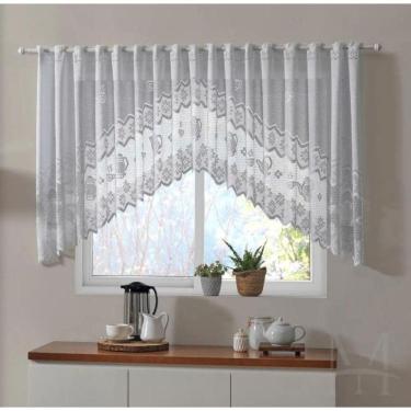 Imagem de Cortina Renda Bando Cascata 3M X 1M Alt Branca Bule Lisa