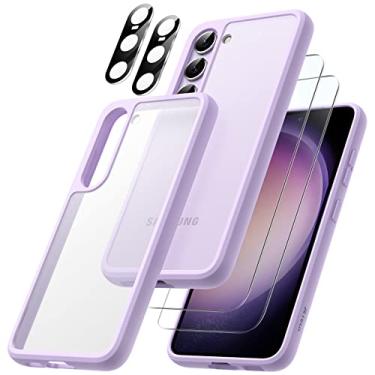 Imagem de JETech 5 em 1 Capa Fosca para Samsung Galaxy S23 5G 6,1 Polegadas com 2 Pacotes Protetor Tela e Protetor Lente Câmera, Case Protetora Translúcida, Capinha Filme de Vidro Temperado (Lilás)