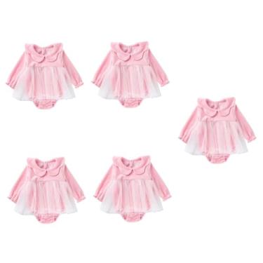 Imagem de 5 Unidades roupas de casa de bebê Macacão de bebê de coral Roupa de bebê rosa macacões rosa macacão fofo macacão para meninas presente de chá de bebê manga comprida