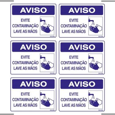 Imagem de Combo 6 Placas De Sinalização Aviso Evite Contaminação Lave As Mãos 20x15 Ekomunike - P-37/2 F9e