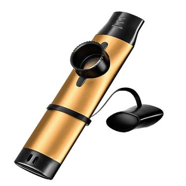 Imagem de Kazoos para adultos, Kazoo de metal com 5 diafragmas de flauta, Kazoos com tom ajustável para guitarra, ukulele, violino, piano, teclado, instrumentos musicais mini Kazoos para crianças a granel (ouro)