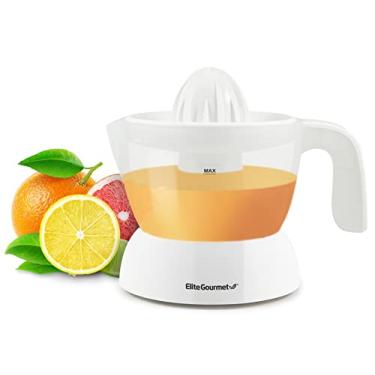 Imagem de Elite Gourmet ETS-411 extrator elétrico de citrus livre de BPA: compacto controle de celulose de grande volume, laranjas, limões, toranjas com bico fácil de despejar, 473 g, branco