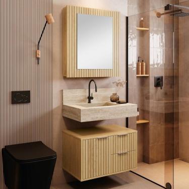 Imagem de Armário para Banheiro Suspenso Ripy 60cm Wood