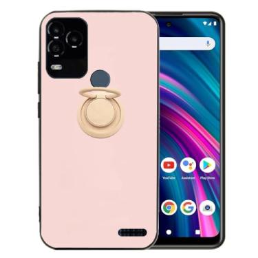 Imagem de Ranyi Capa para BLU G71+, BLU G71+ Plus, capa fina flexível de TPU sólido com suporte de anel giratório 360 com suporte de anel giratório 360, capa de borracha de silicone para BLU G71+ Plus G0570WW -