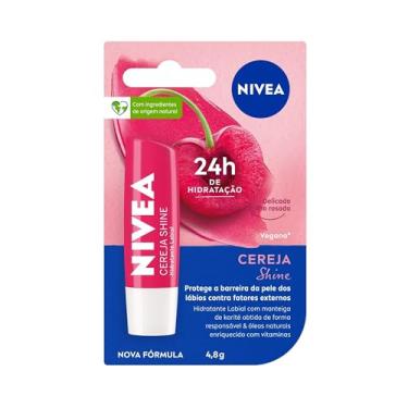 Imagem de NIVEA Hidratante Labial Cereja Shine 4,8g - Cuidado e proteção para seus lábios por 24h, além de delicioso aroma de cereja e delicado brilho rosa