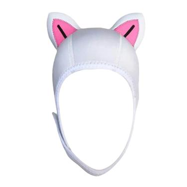 Imagem de UGPLM Orelhas de gato mergulho capuz chapéu de natação 3mm neoprene mergulho wetsuit capa cabeça capa térmica surf para esportes aquáticos rafting, Branco Rosa PretoLine