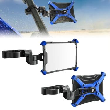 Imagem de KEMIMOTO Espelhos laterais UTV de alumínio para barra de gaiola de rolo de 4,2 a 5 cm compatível com Polaris RZR Can Am Maverick Side by Side Talon Teryx Mule SXS Espelho retrovisor lateral azul