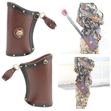 Imagem de ZSHJGJR Aljava de quadril com arco e flecha pendurada na cintura tradicional feita à mão com suporte para aljava de flecha leve para destros e canhotos para caça com arco (marrom)