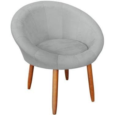 Imagem de Poltrona para Sala de estar Resistente Decorativa confortável tecido veludo confortável pés de madeira reforçado MOBLAN decor (CINZA)